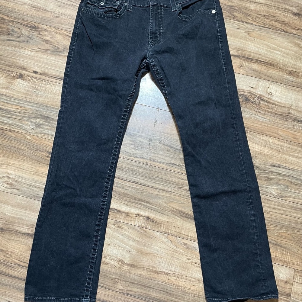 Men’s Ricky Relaxed Straight Leg Black True Religion Pants Size (36”x 31”)